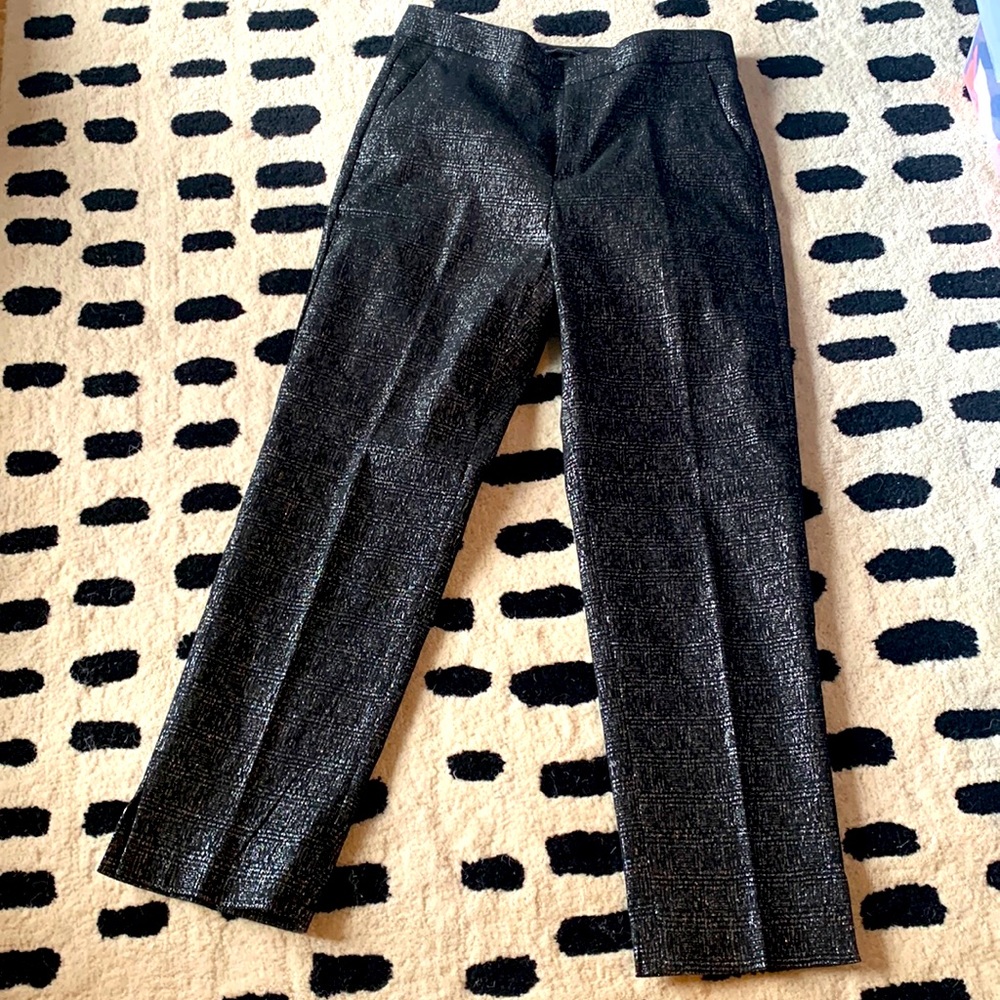 Black and silver dress pants, capri length